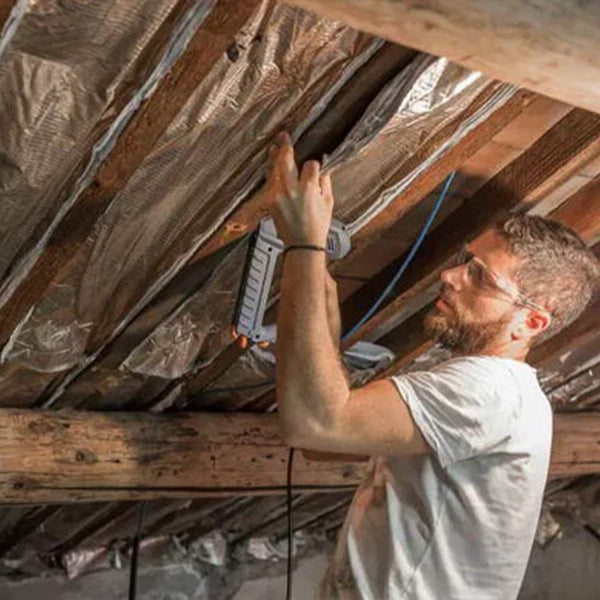 Radiant barrier installation shown step by step
