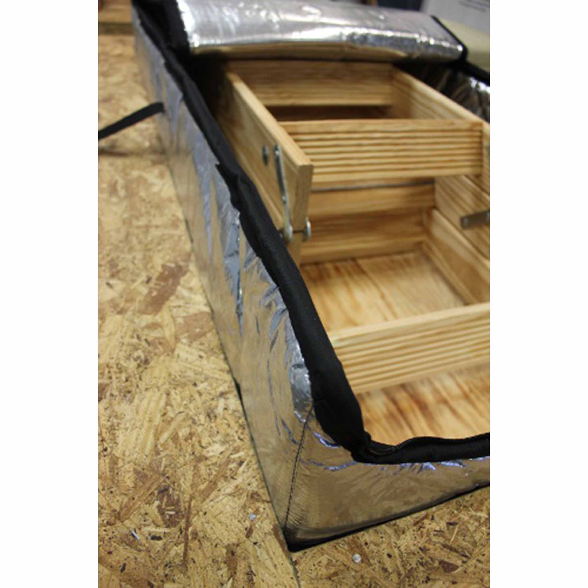 radiant barrier attic hatch door insulation cover installed close up