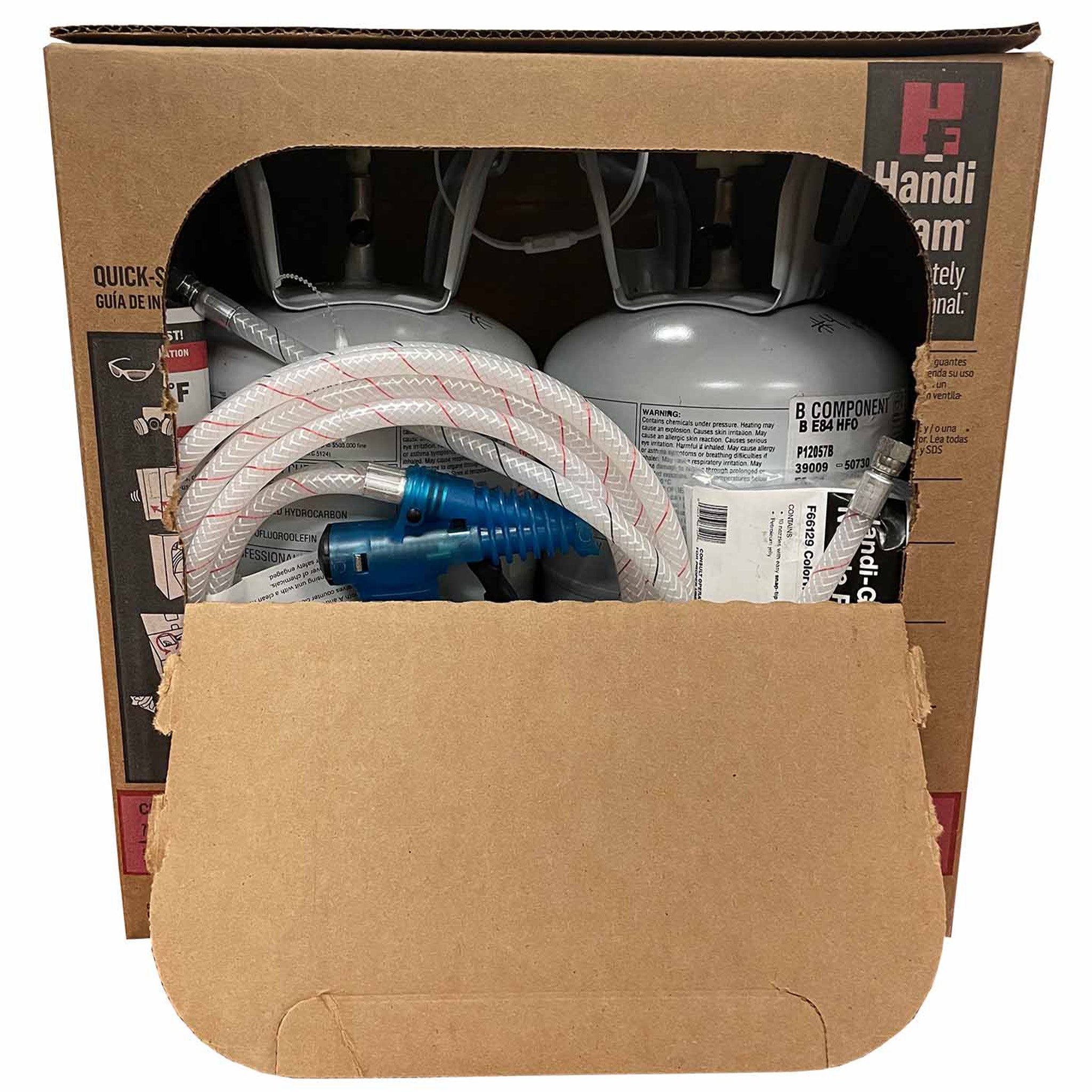 p12042 handifoam slow rise hfo spray foam kit 12cuft cavity fill / pour-in-place foam open box contets