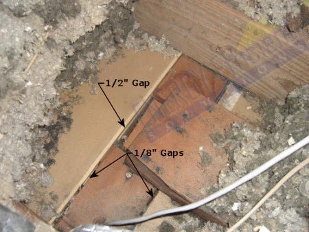 Gaps at the top plate of a wall allowing air leakage